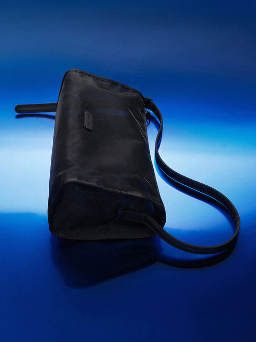 Bolso de malla alargado, negro azabache, hi-res