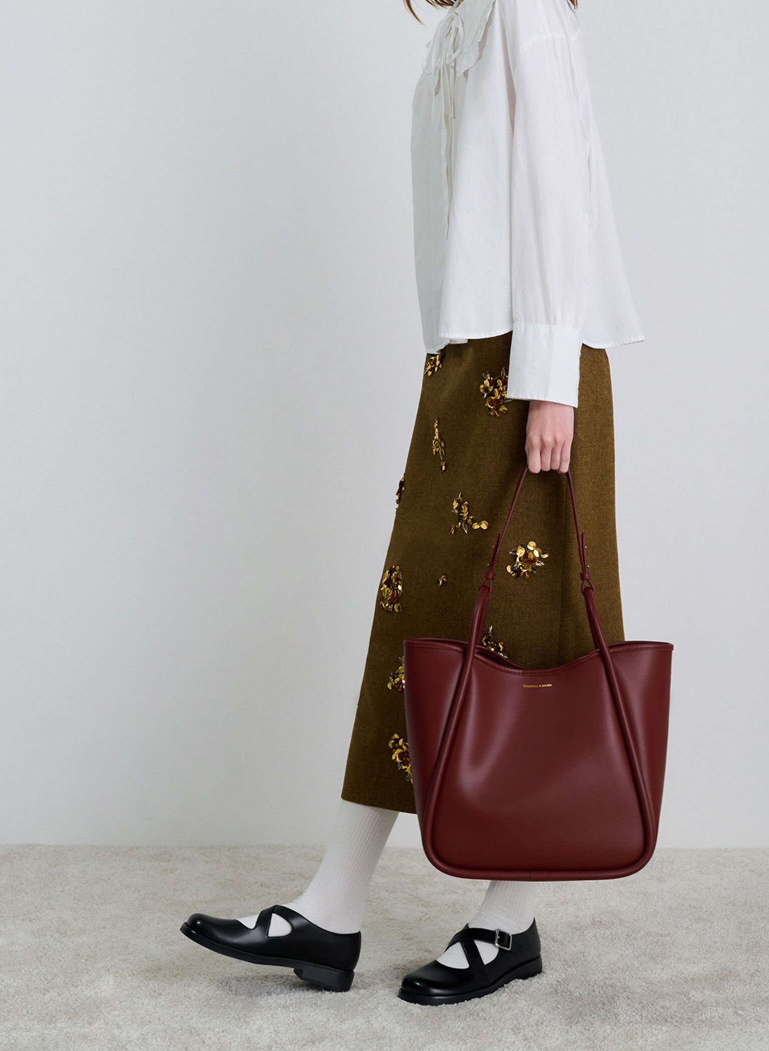 Bolso tote holgado tubular Lyla, Ciruela de mora, hi-res