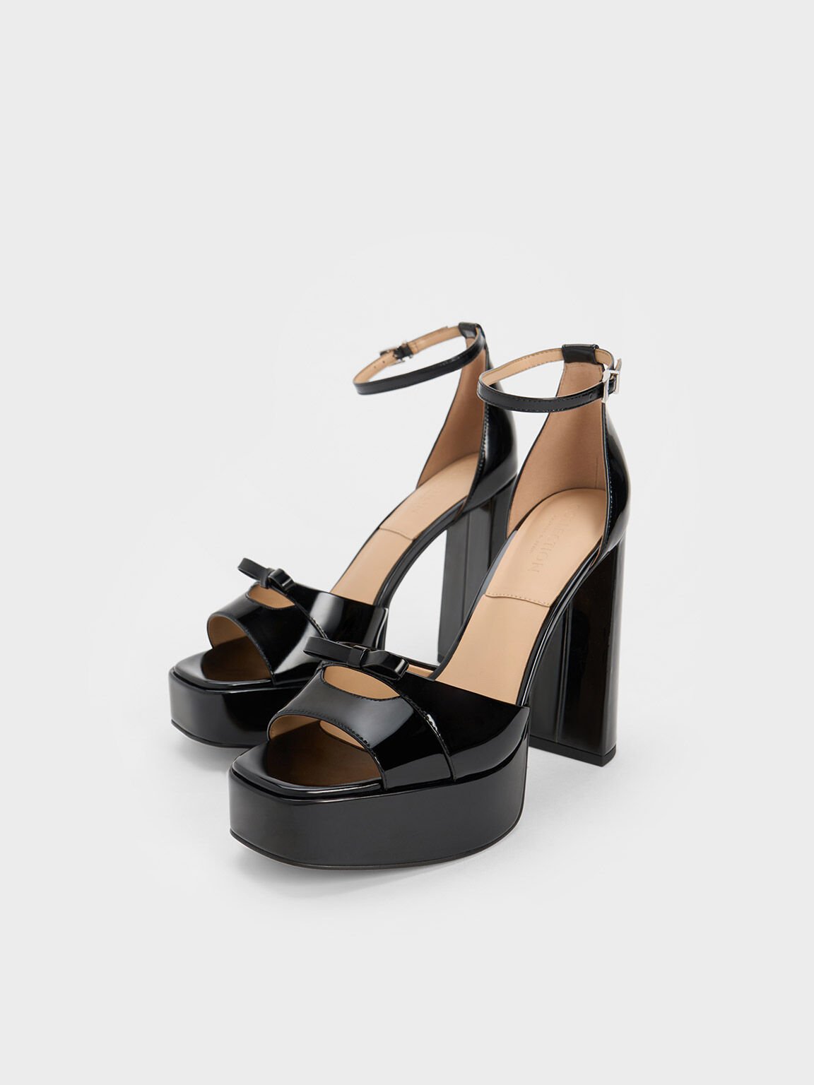 Verona Patent Leather Platform Sandals, Black, hi-res