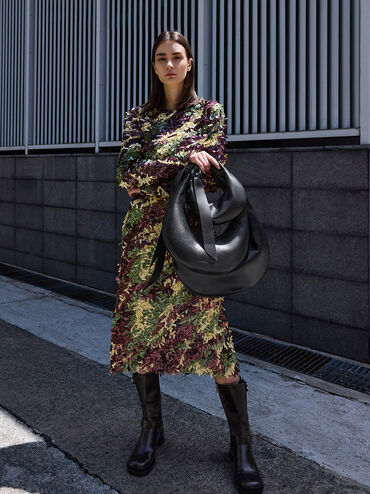 Toni Knotted Crescent Hobo Bag, Noir, hi-res