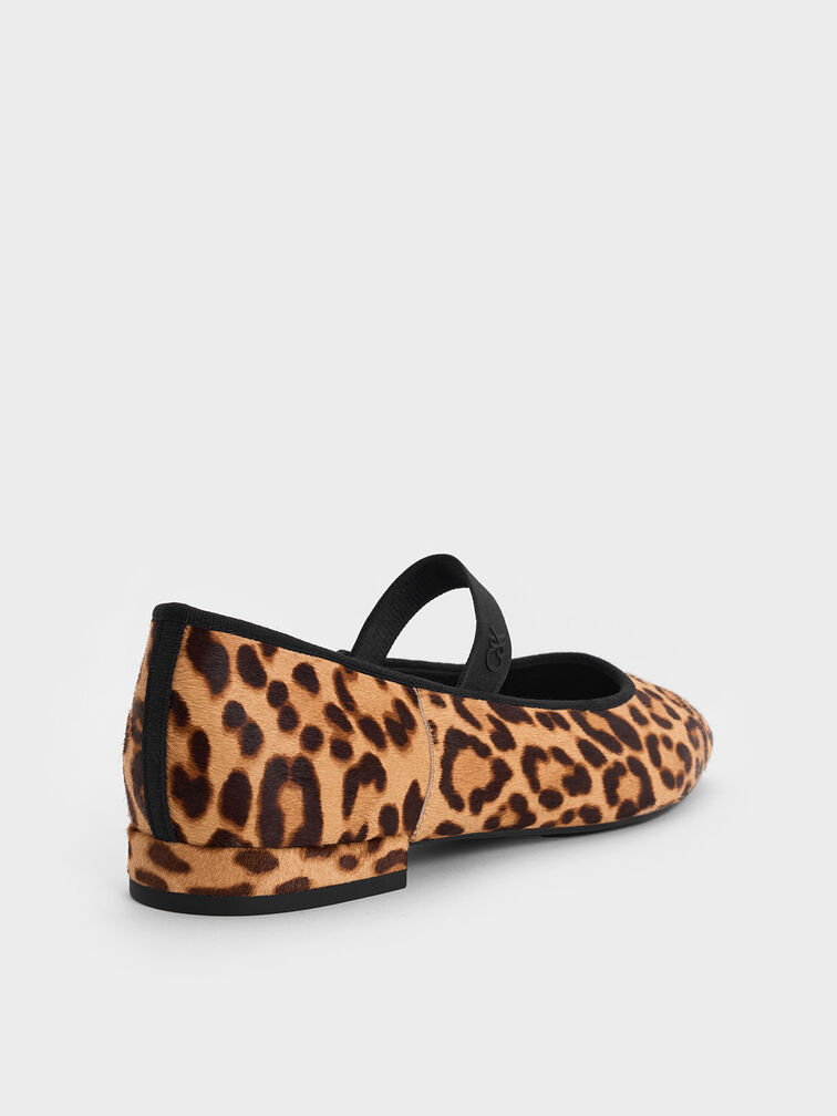 Sapatilhas Mary Jane texturizadas com estampa de leopardo, Multi, hi-res