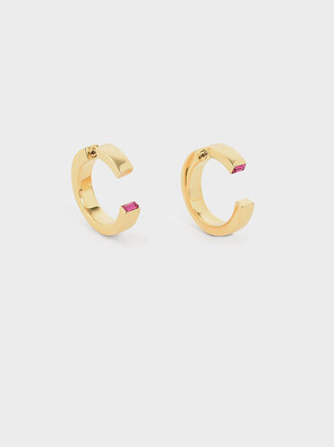 Swarovski® Crystal Hoop Earrings, Gold, hi-res
