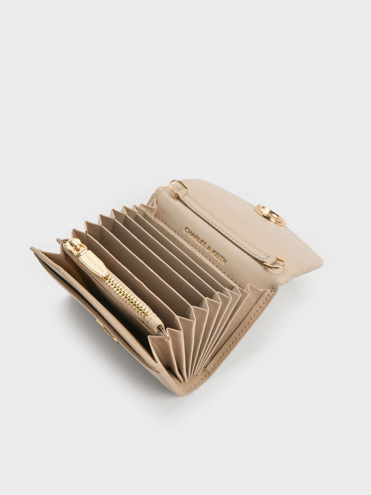 Lilibet Metallic-Accent Chain-Strap Wallet, Dusted Oat, hi-res