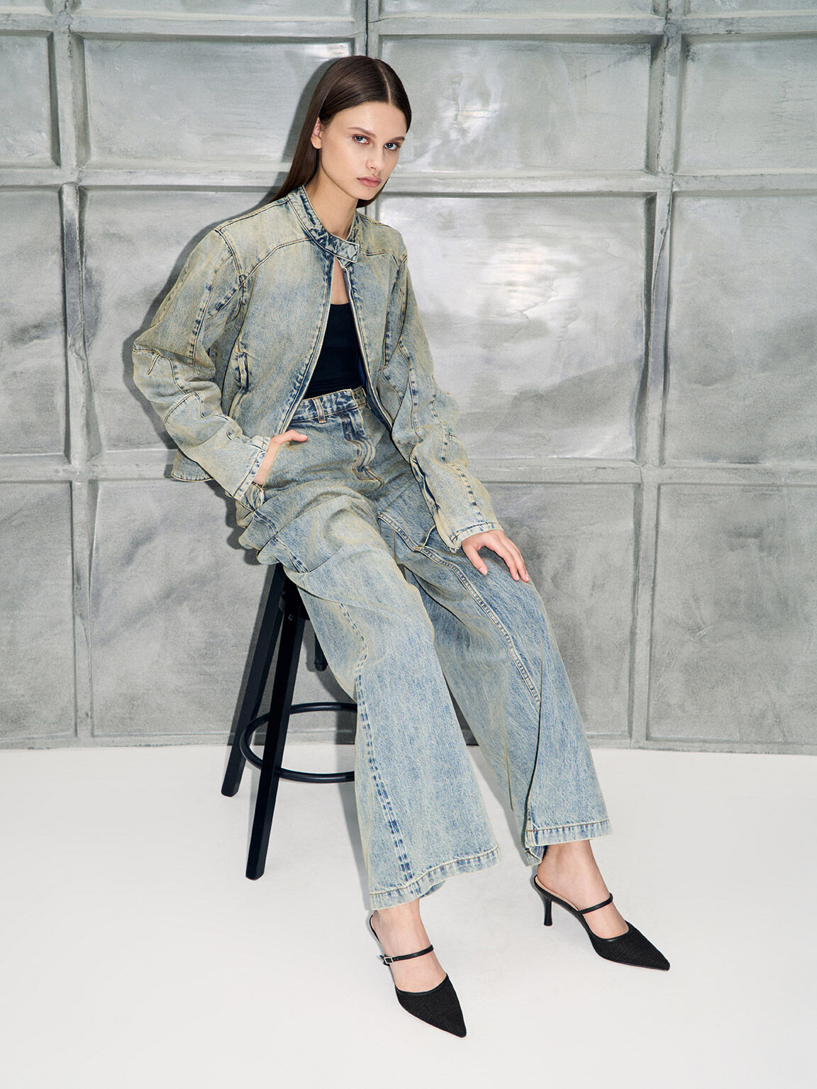 Heeled mesh mules shop