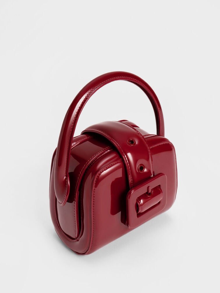Lula 漆皮方釦手提包, 紅色, hi-res