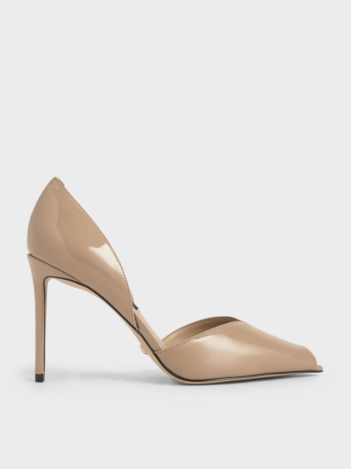 Nude Leather Peep Toe D Orsay Pumps Charles Keith Vn
