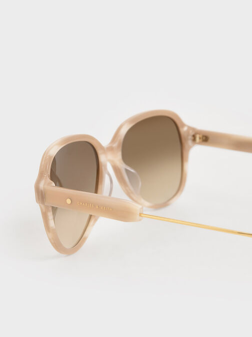 Acetate Aviator Sunglasses, Taupe, hi-res