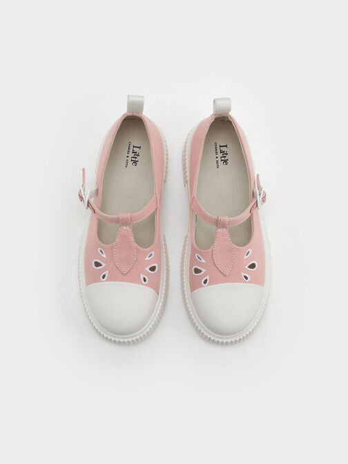 Girls' Recycled Cotton Platform Mary Janes, Pink, hi-res