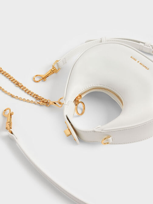 Mini Crescent Hobo Bag, White, hi-res