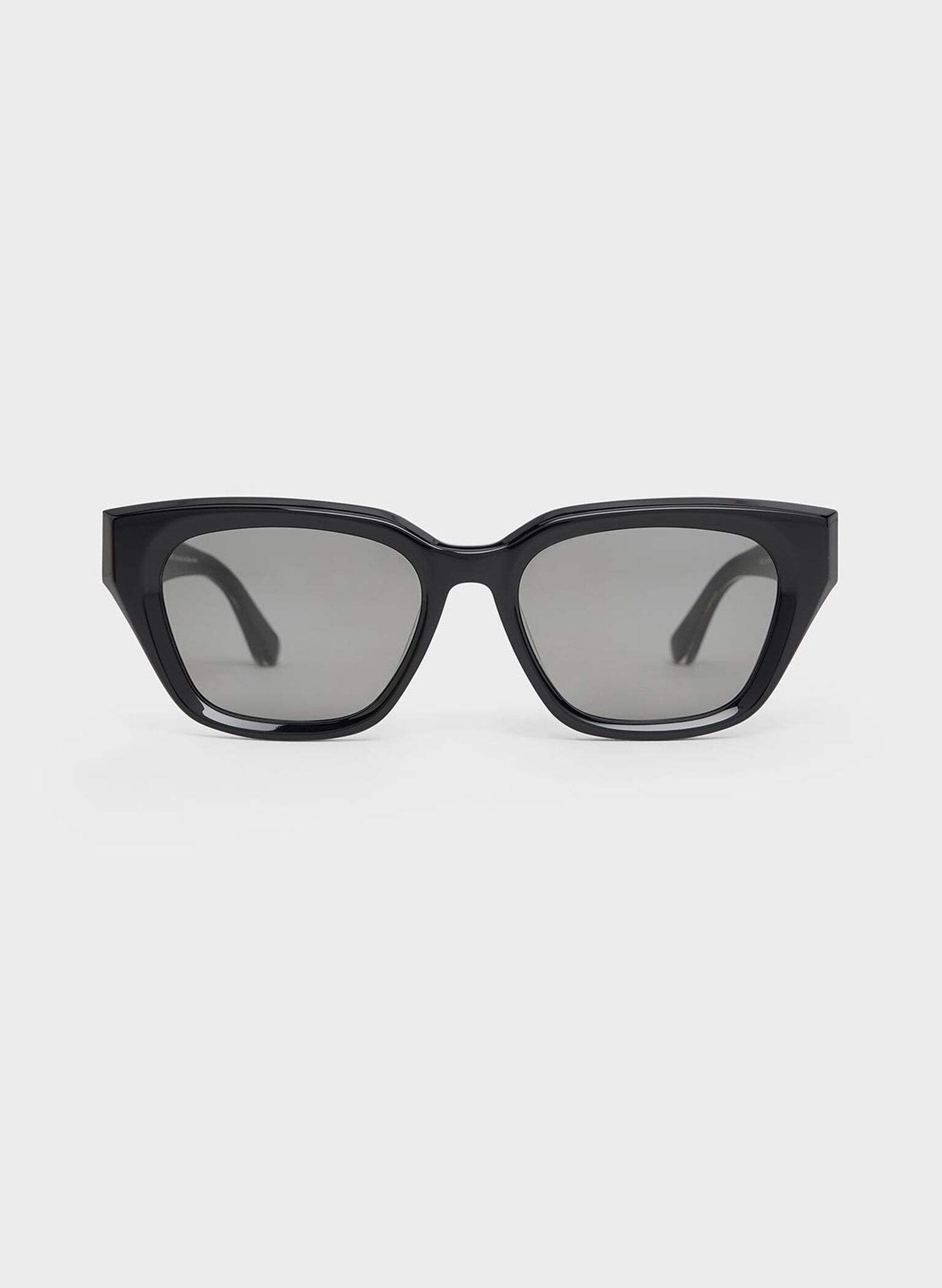 Recycled Acetate Cat-Eye Sunglasses, Black, hi-res