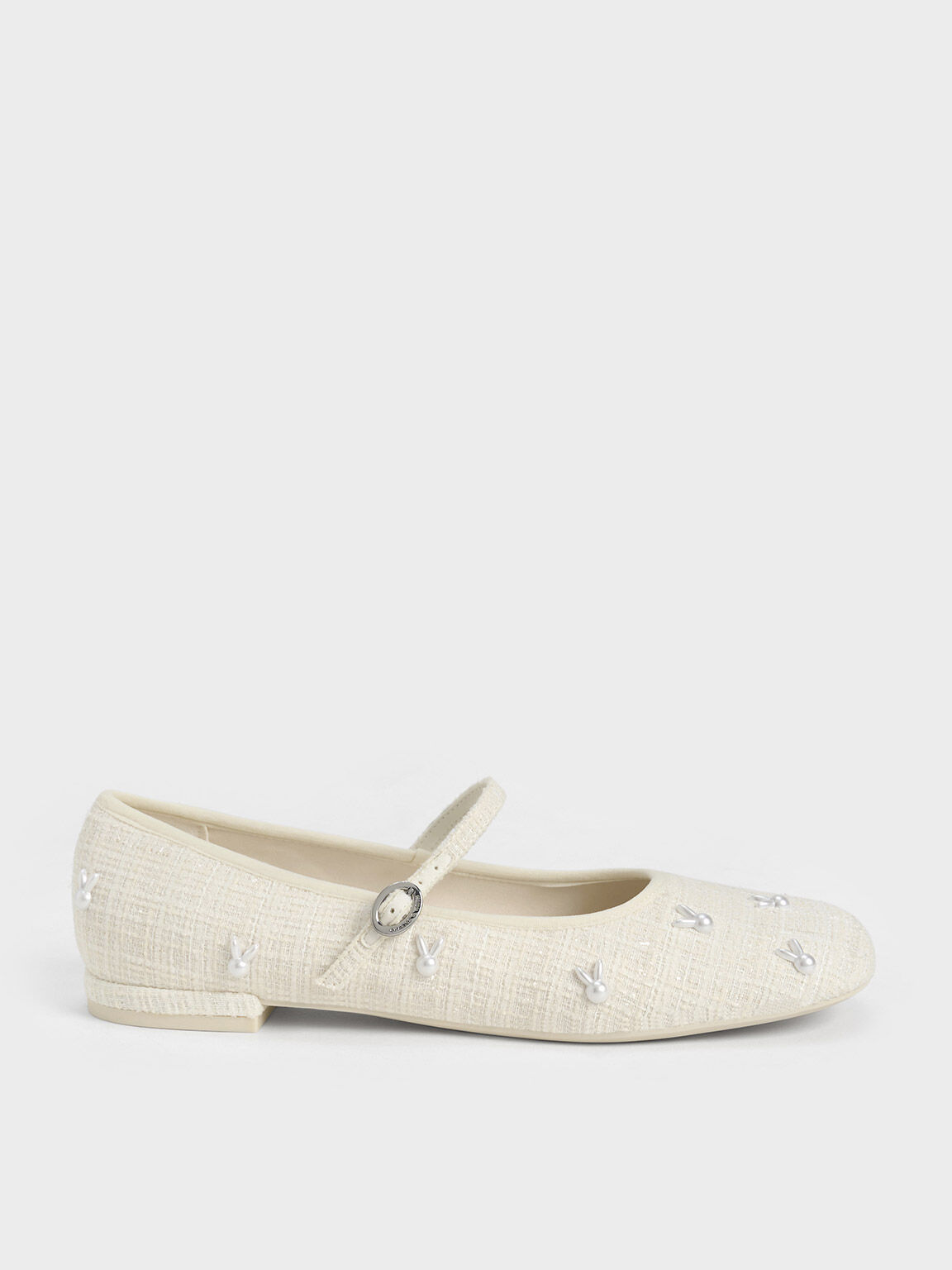 Bunny Tweed Mary Jane Flats, Chalk, hi-res