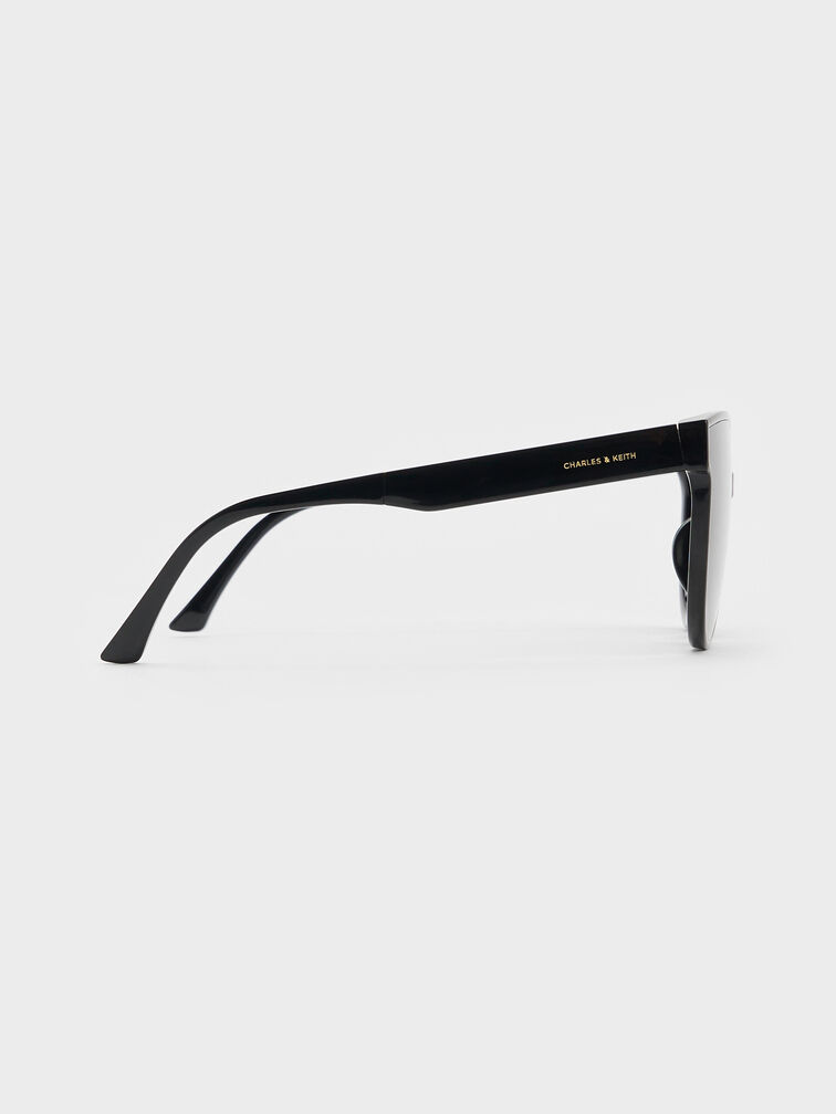 Brea Foldable Aviator Sunglasses, Black, hi-res