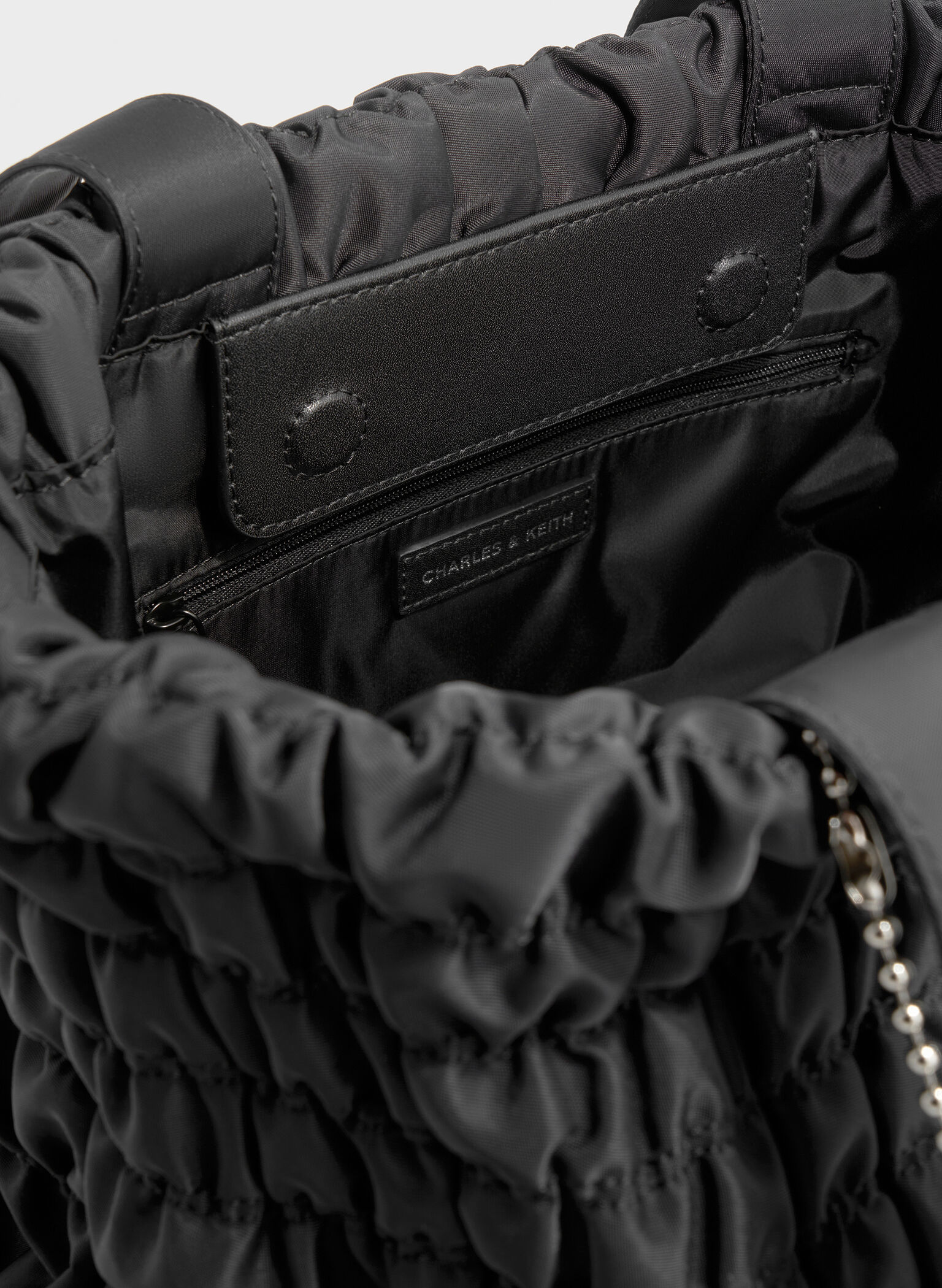 Klio Nylon Ruched Tote Bag, Noir, hi-res
