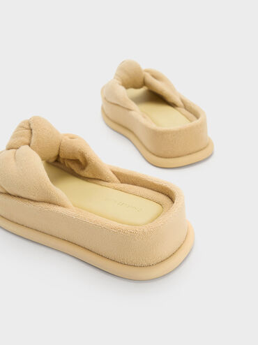 Loey Textured Knotted Slides, Beige, hi-res