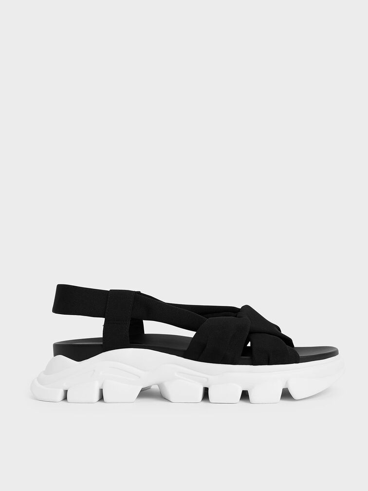 Fabric Sports Sandals, Black, hi-res