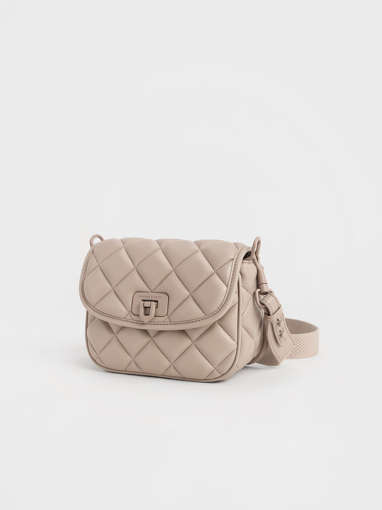 Taupe Cressida Quilted Crossbody Bag CHARLES & KEITH US
