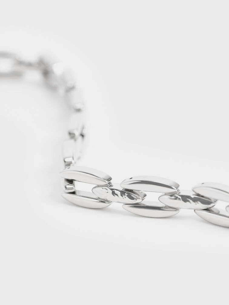 Chain-Link Choker Necklace, Silver, hi-res