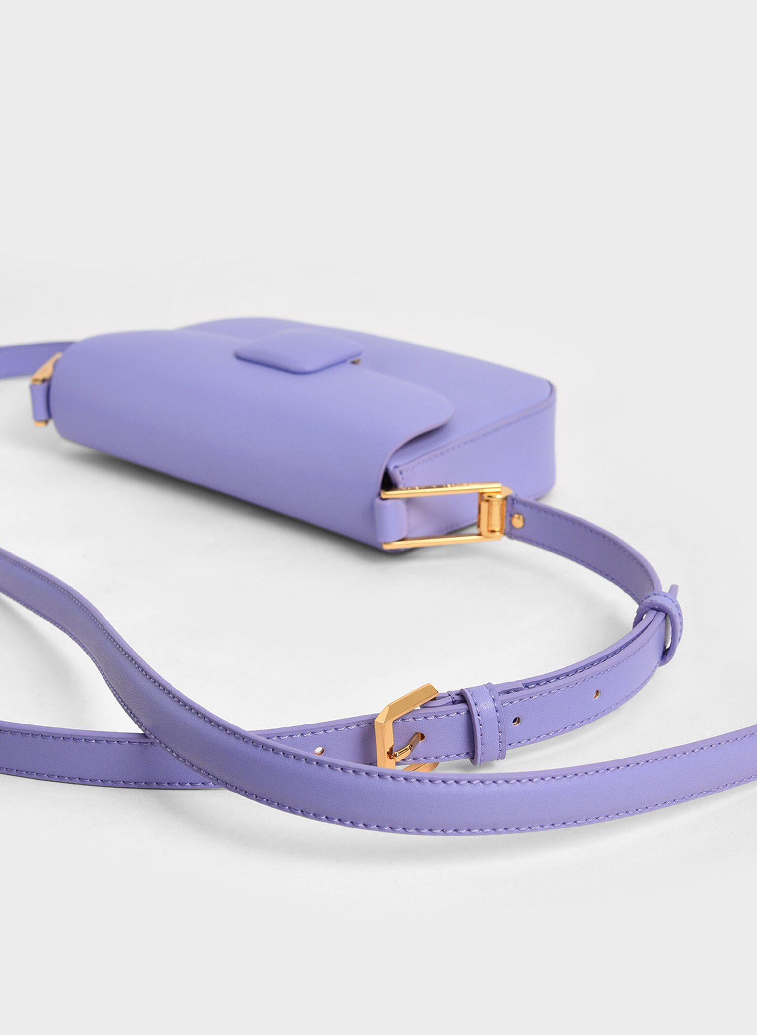 Lilac Koa Square Push-Lock Shoulder Bag - CHARLES & KEITH US