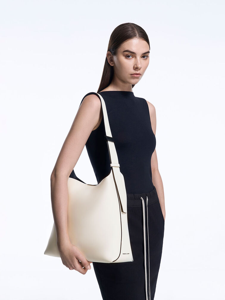 Bolso tote Edna, Crema, hi-res