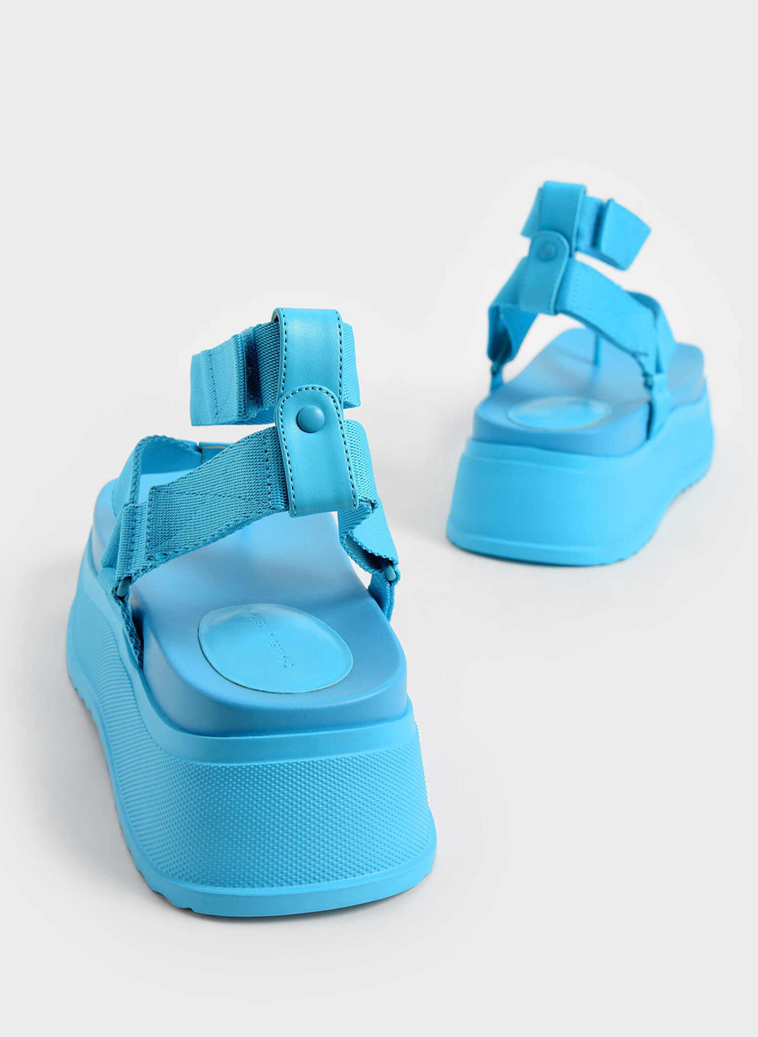 Joss Ankle-Strap Flatform Thong Sandals, Blue, hi-res