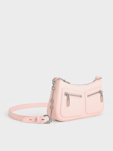Chain-Strap Shoulder Bag, Light Pink, hi-res
