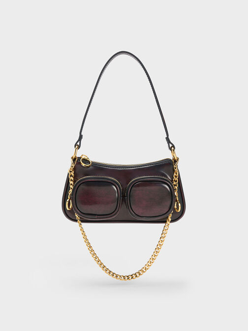 Letitia Chain-Link Shoulder Bag, Dark Chocolate, hi-res