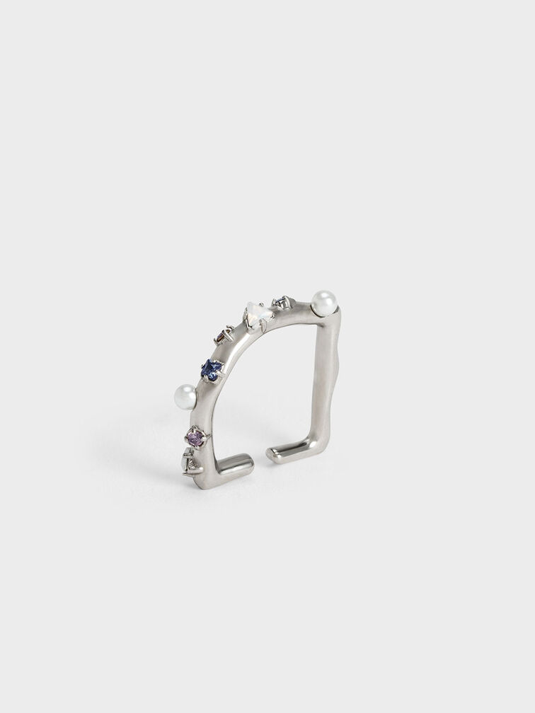 Pearl & Crystal-Embellished Ring, Lilac, hi-res