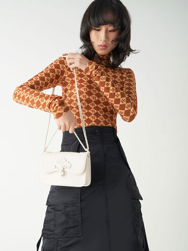 Meriah Chain Strap Crossbody Bag, Cream, hi-res