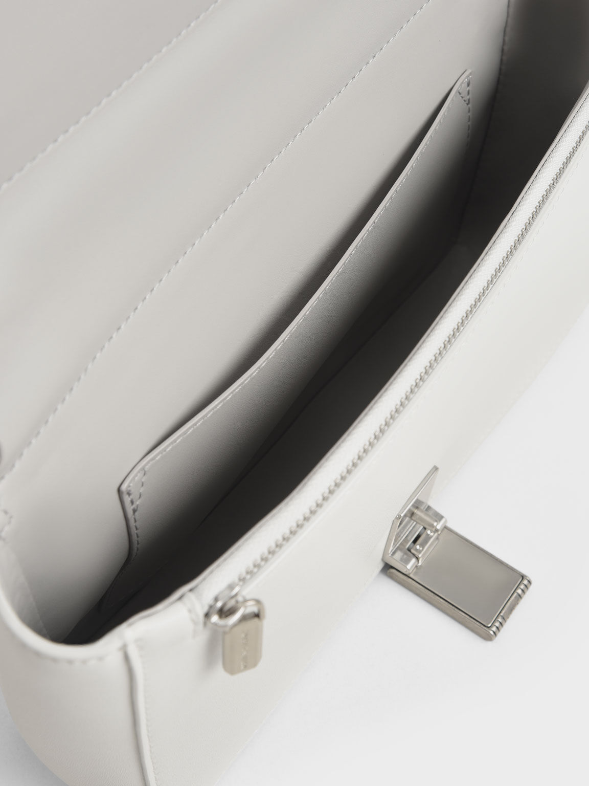 Edna Turn-Lock Shoulder Bag, White, hi-res