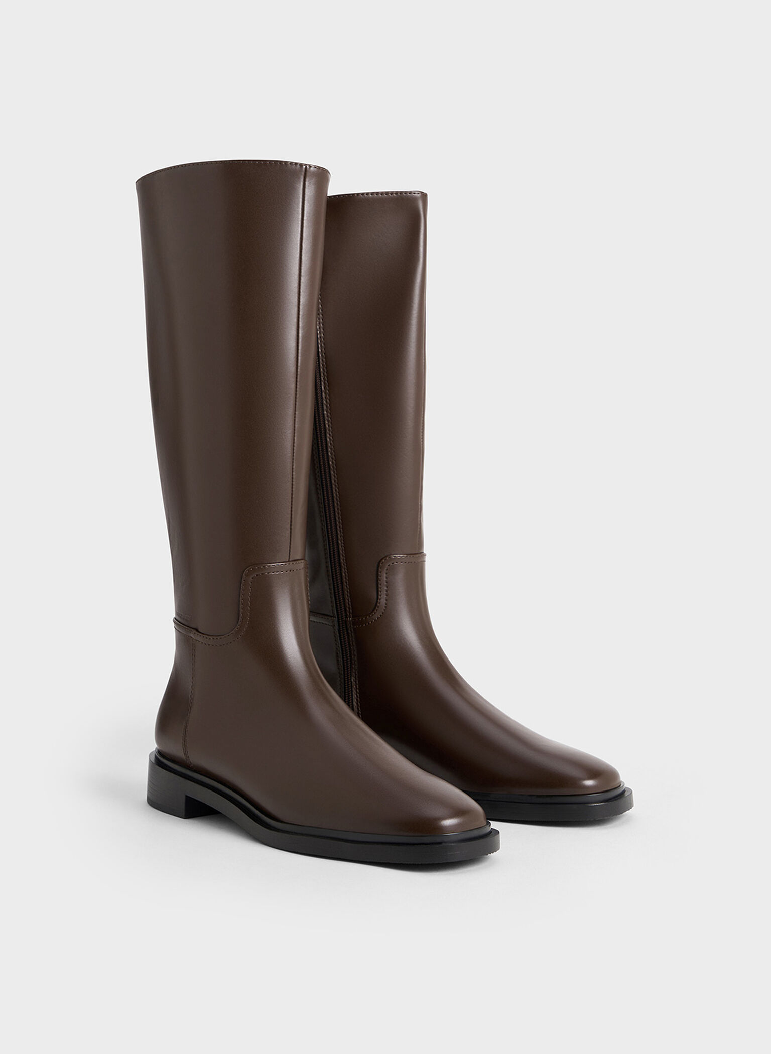 Side-Zip Knee-High Riding Boots, Brown, hi-res