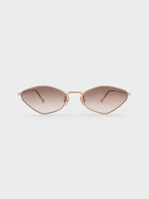 Jax Metal-Frame Geometric Sunglasses, Rose Gold, hi-res