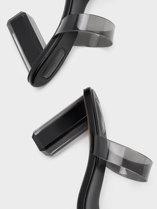 Fia Geometric Heel Mules, Black, hi-res