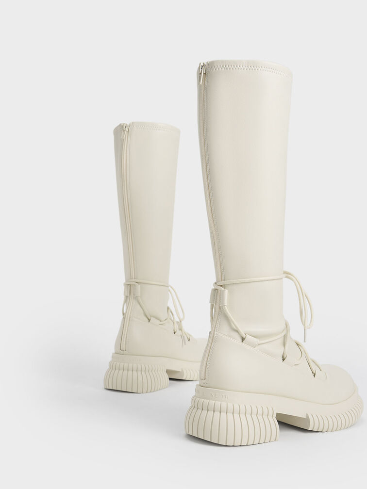 Tie-Around Knee-High Boots, Chalk, hi-res