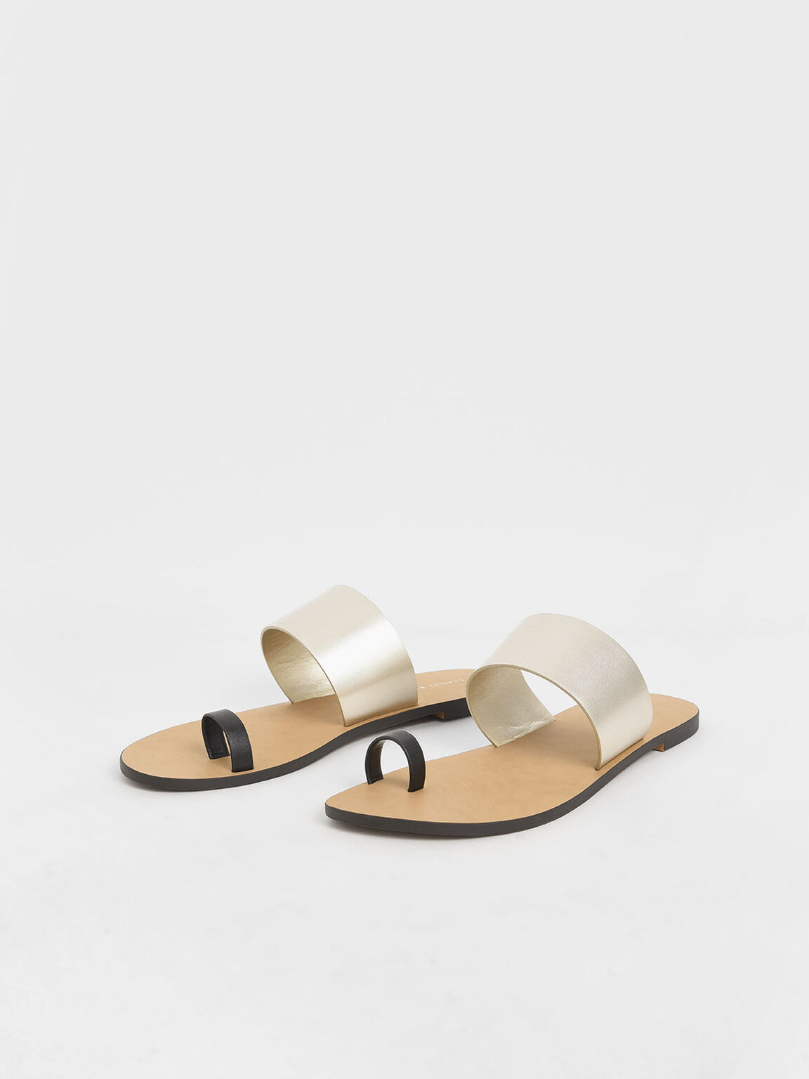 Toe Loop Slide Sandals, Gold, hi-res