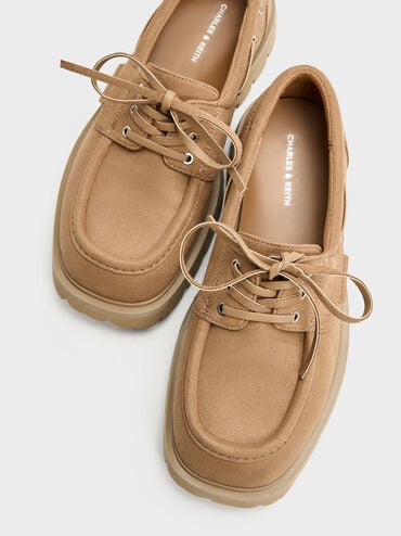 레이스업 리지드 솔 보트 슈즈, 샌드, hi-res