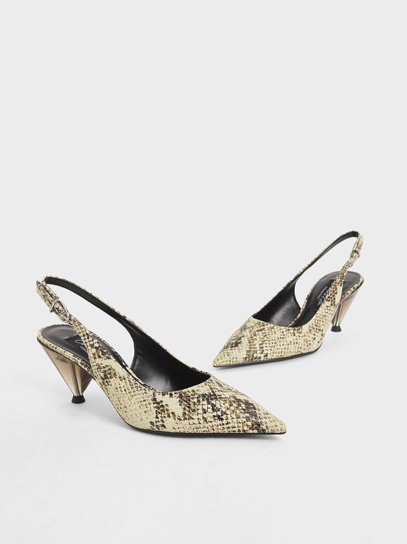 Petite Leather Slingback Chunky Heel Shoes TS198