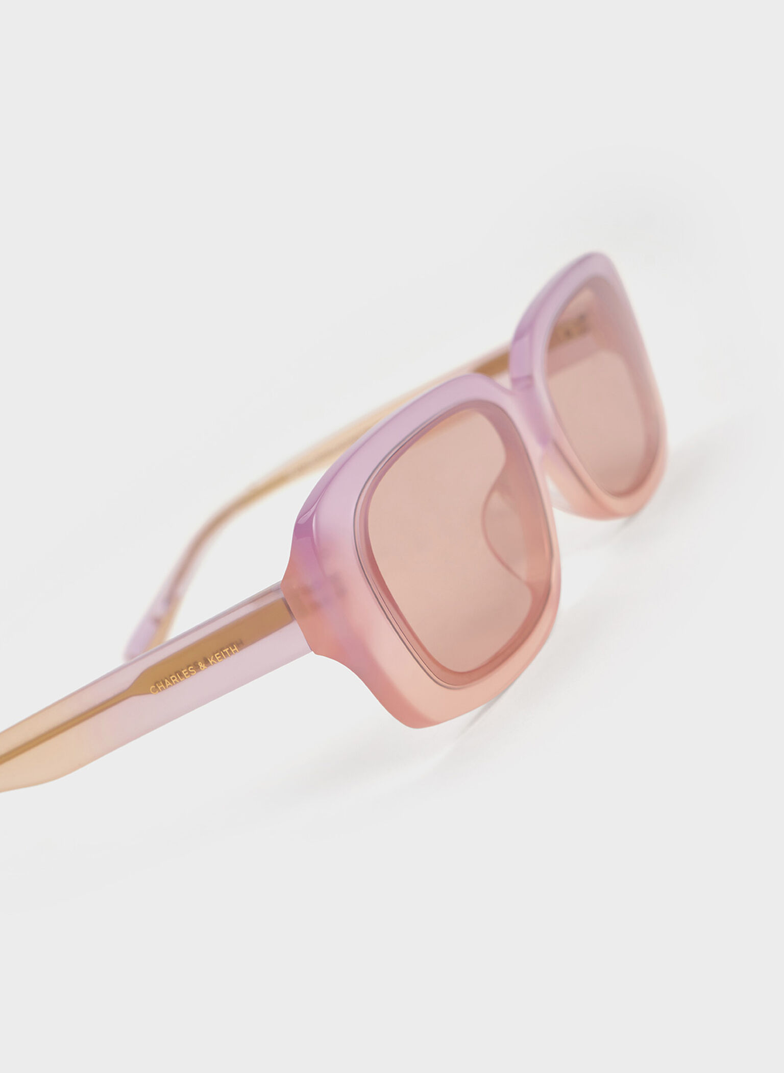 Aubrey Rectangular Recycled Acetate Sunglasses, Jelly Pink, hi-res
