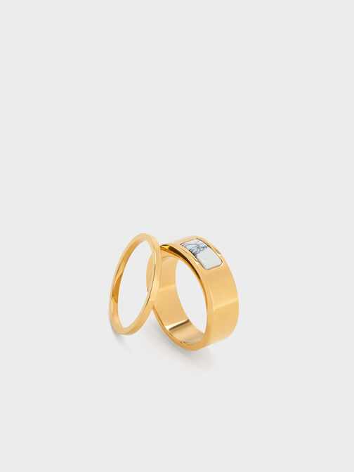 Briar Square Two-Ring Set, Gold, hi-res