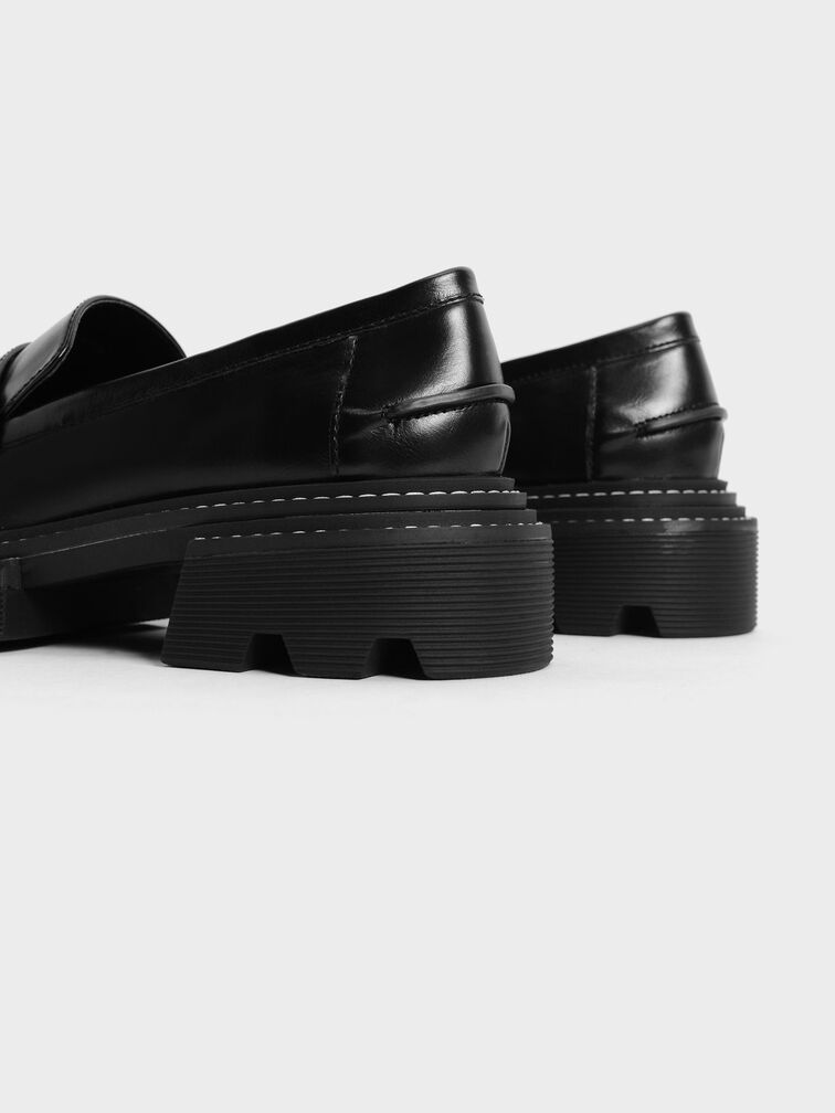 Perline Chunky Penny Loafers, Black, hi-res