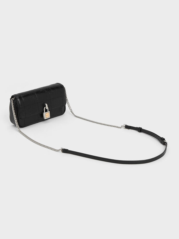 Suki Padlock Crossbody Bag, Noir, hi-res
