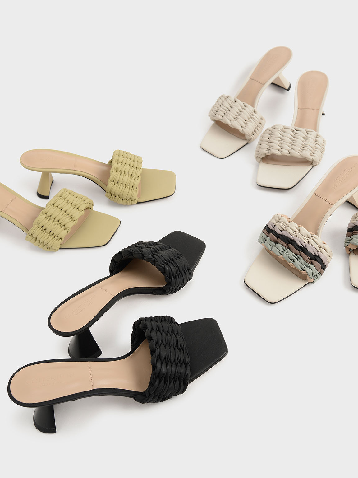Pleated Sculptural Heel Sandals, Multi, hi-res