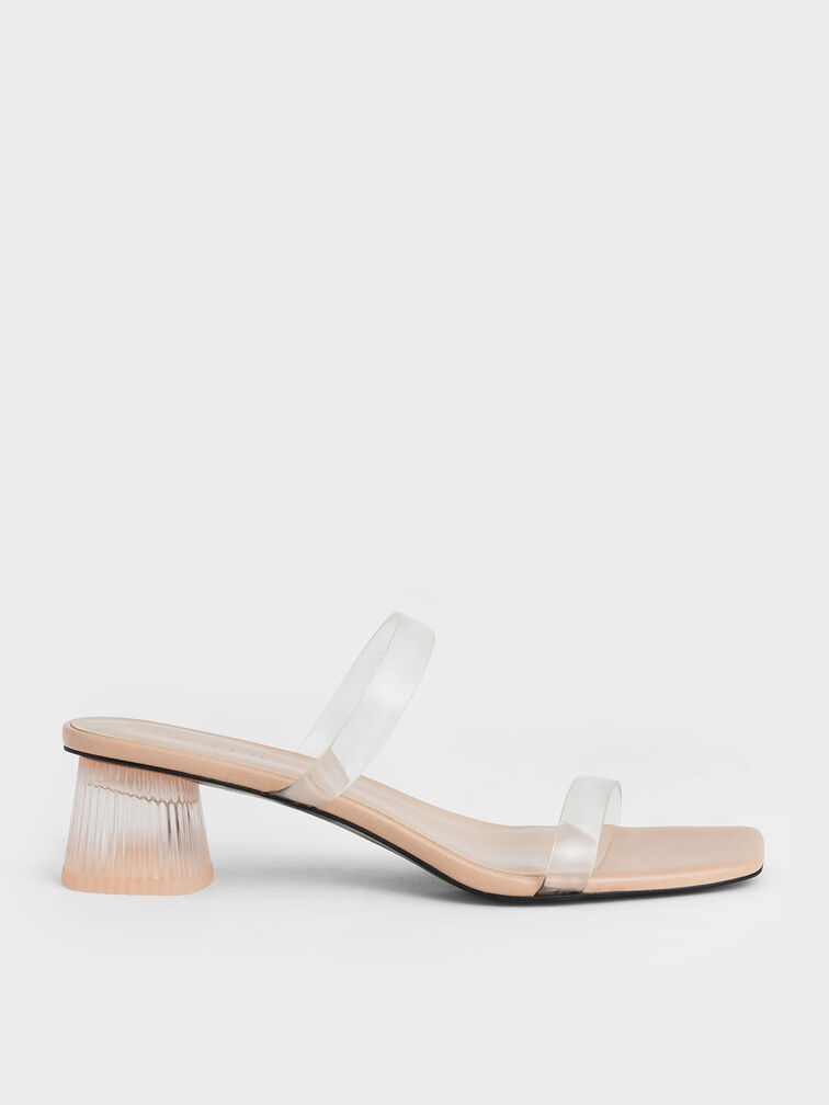 Double Strap See-Through Mules, Nude, hi-res