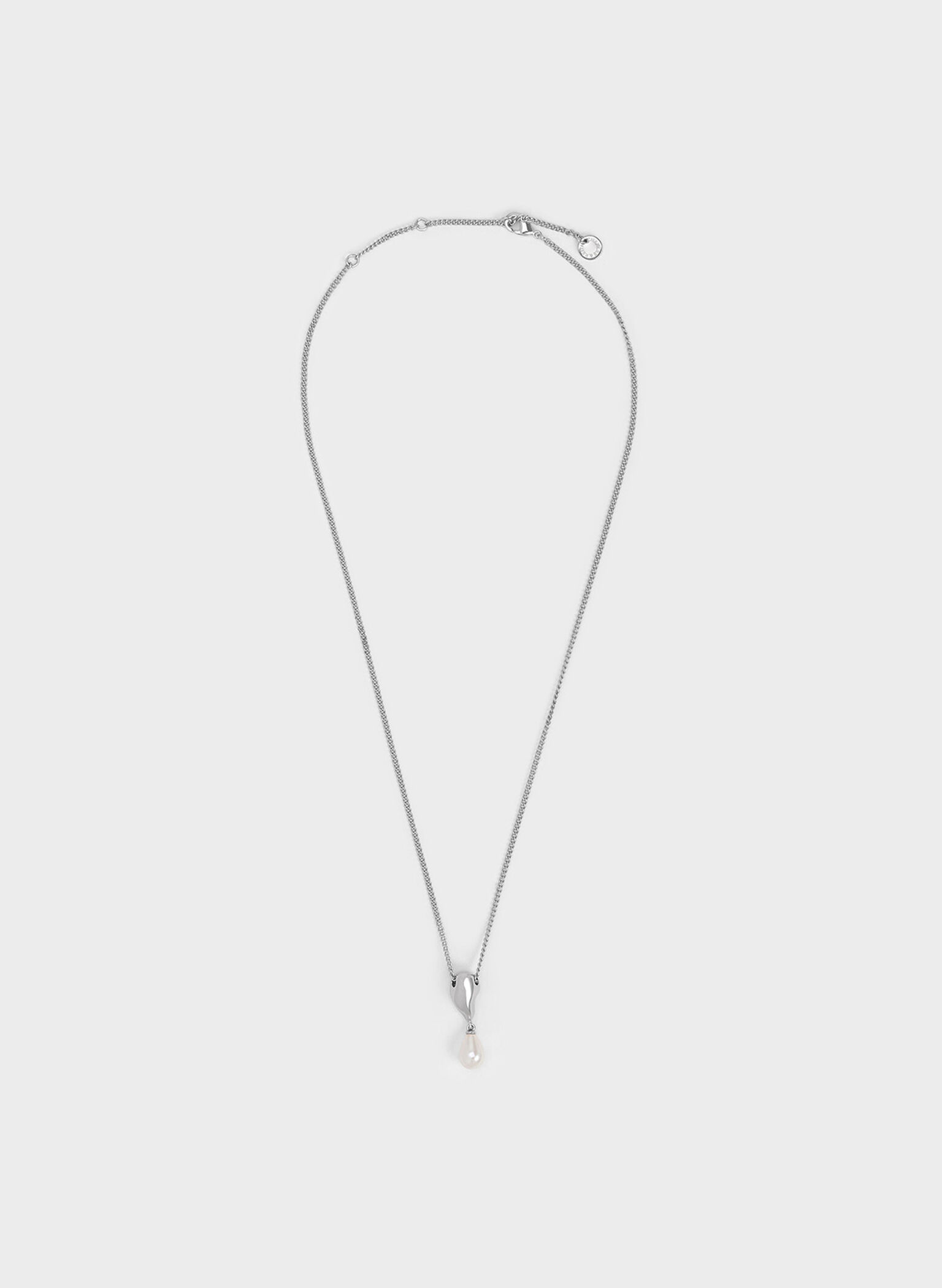 Corrine Teardrop Pearl Necklace, Silver, hi-res