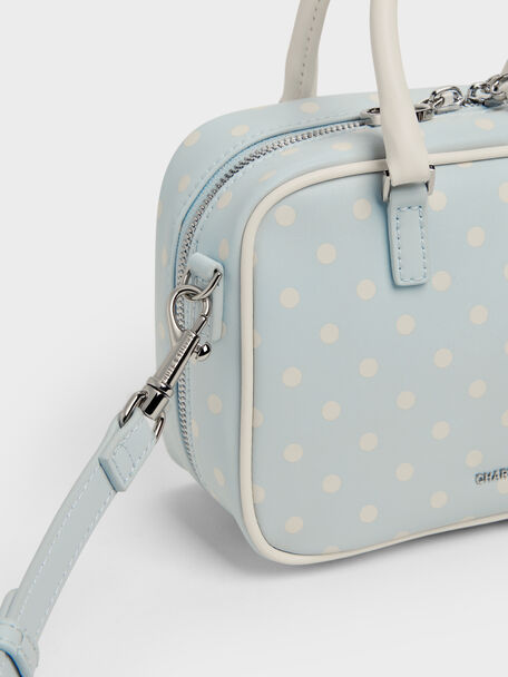 Sianna Polka-Dot Bowling Bag, Sea Salt Blue, hi-res