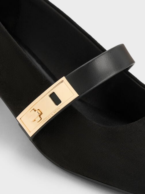 Lando Faux Suede Mary Jane Pumps, Black2, hi-res