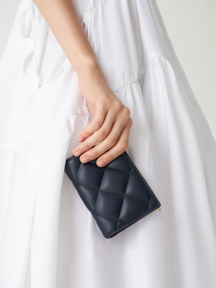 Gemma Quilted Card Holder, Navy, hi-res
