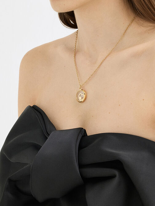 Malorie Crystal Heart Necklace, Gold, hi-res