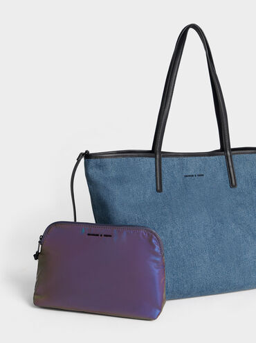 Sianna Denim Reversible Tote Bag, Denim Blue, hi-res