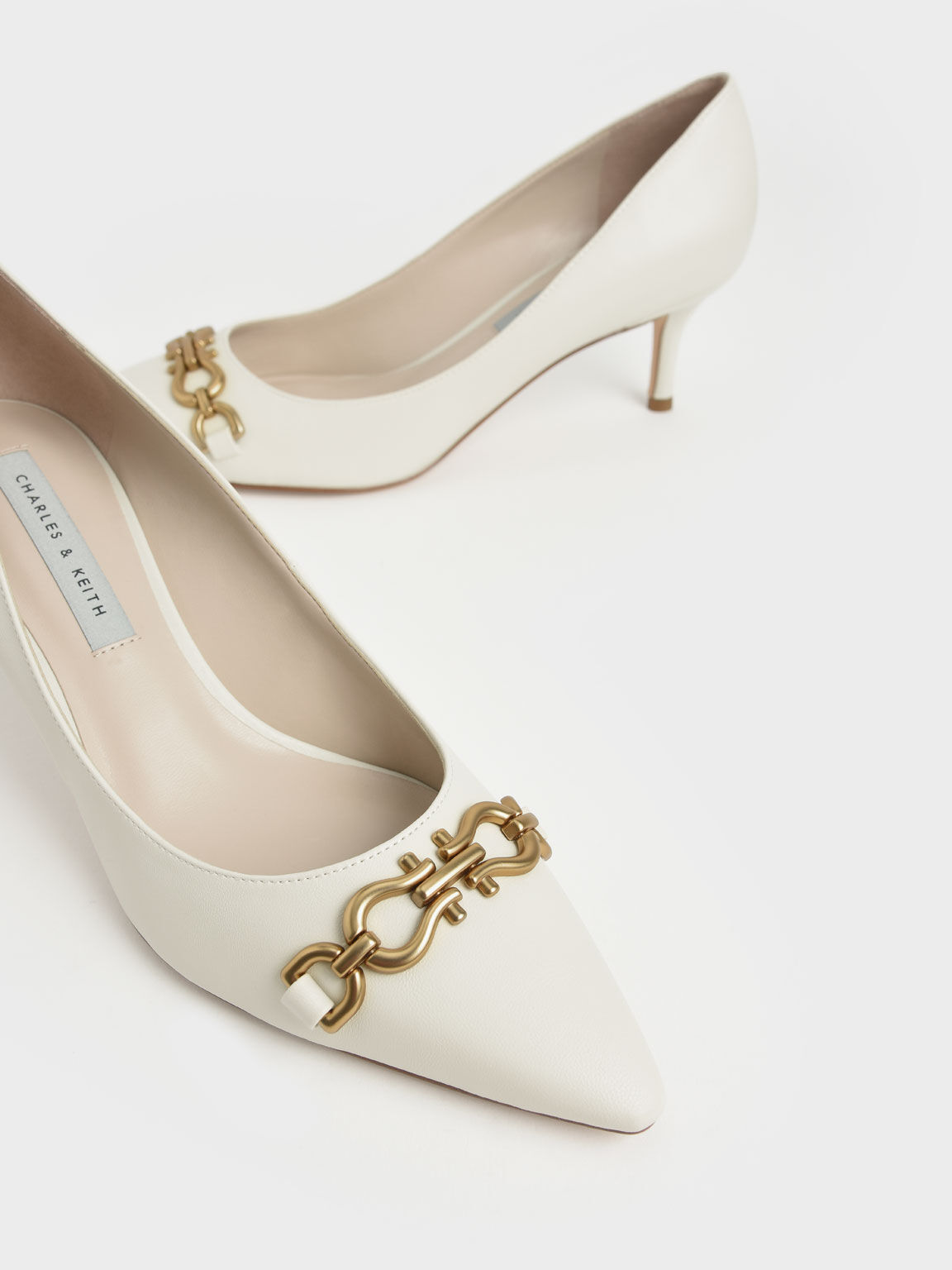 Chain Link Pointed Toe Pumps, Chalk, hi-res