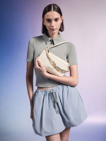 Addison Knotted-Rope Shoulder Bag, Cream, hi-res
